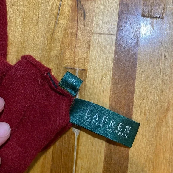 Lauren Ralph Lauren Red Wool Blend Gloves Women’s Size S/M Leather Trim - Picture 5 of 6